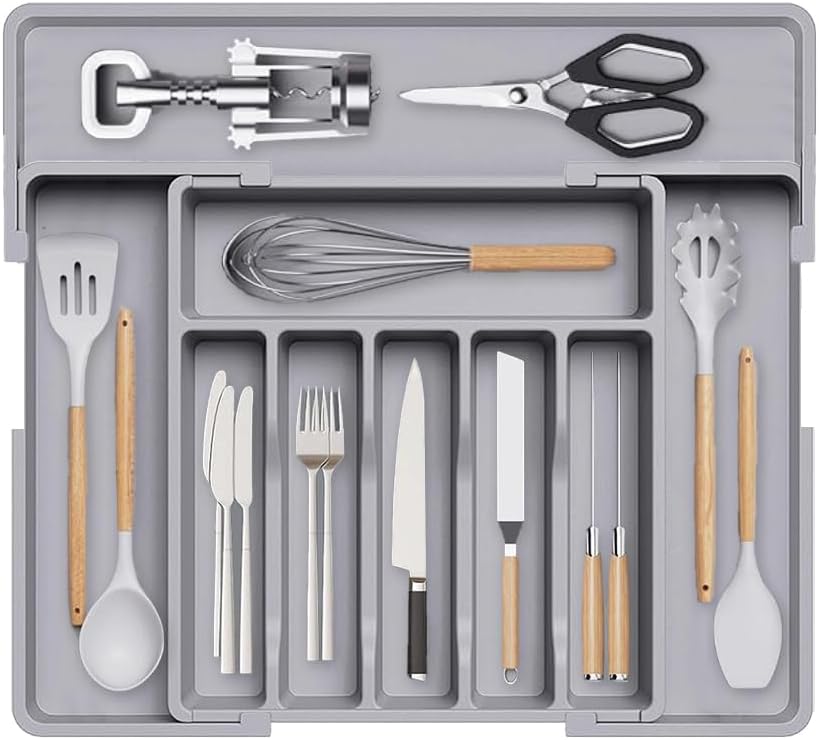 Expandable Drawer Organizer | Adjustable Cutlery Storage Tray | TidySlot