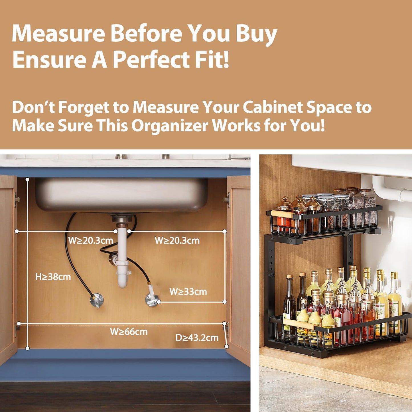 Pull-Out Cabinet Organizer | Adjustable Bathroom Storage Rack | SlideNest