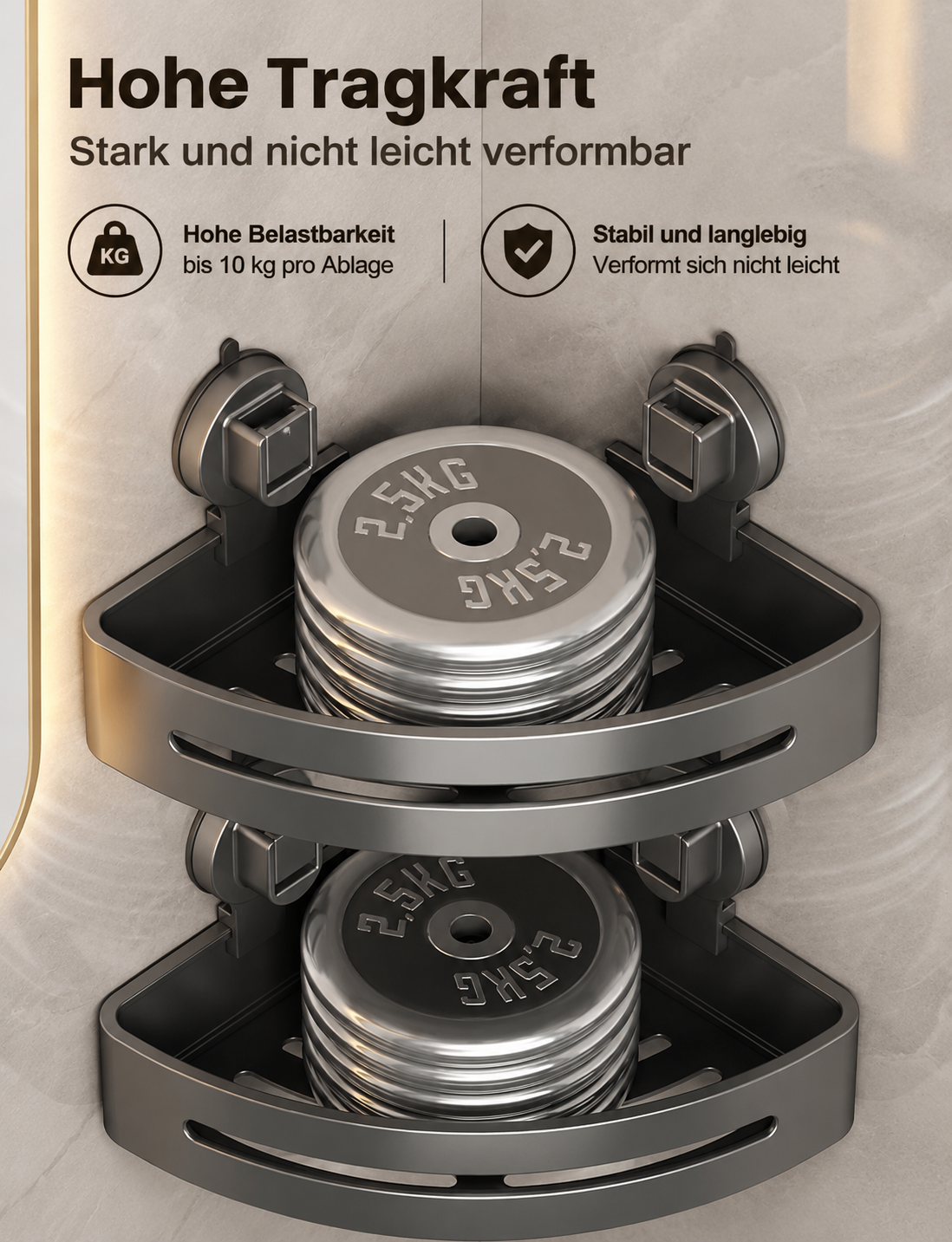 Suction Shower Caddy | No-Drill Bathroom Storage Shelf | GripCaddy