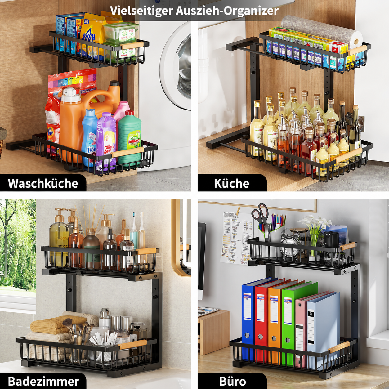 Pull-Out Cabinet Organizer | Adjustable Bathroom Storage Rack | SlideNest