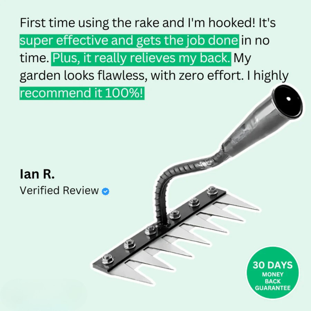Garden Weeding Rake | Heavy Duty Carbon Steel Weed Puller | BeeHo