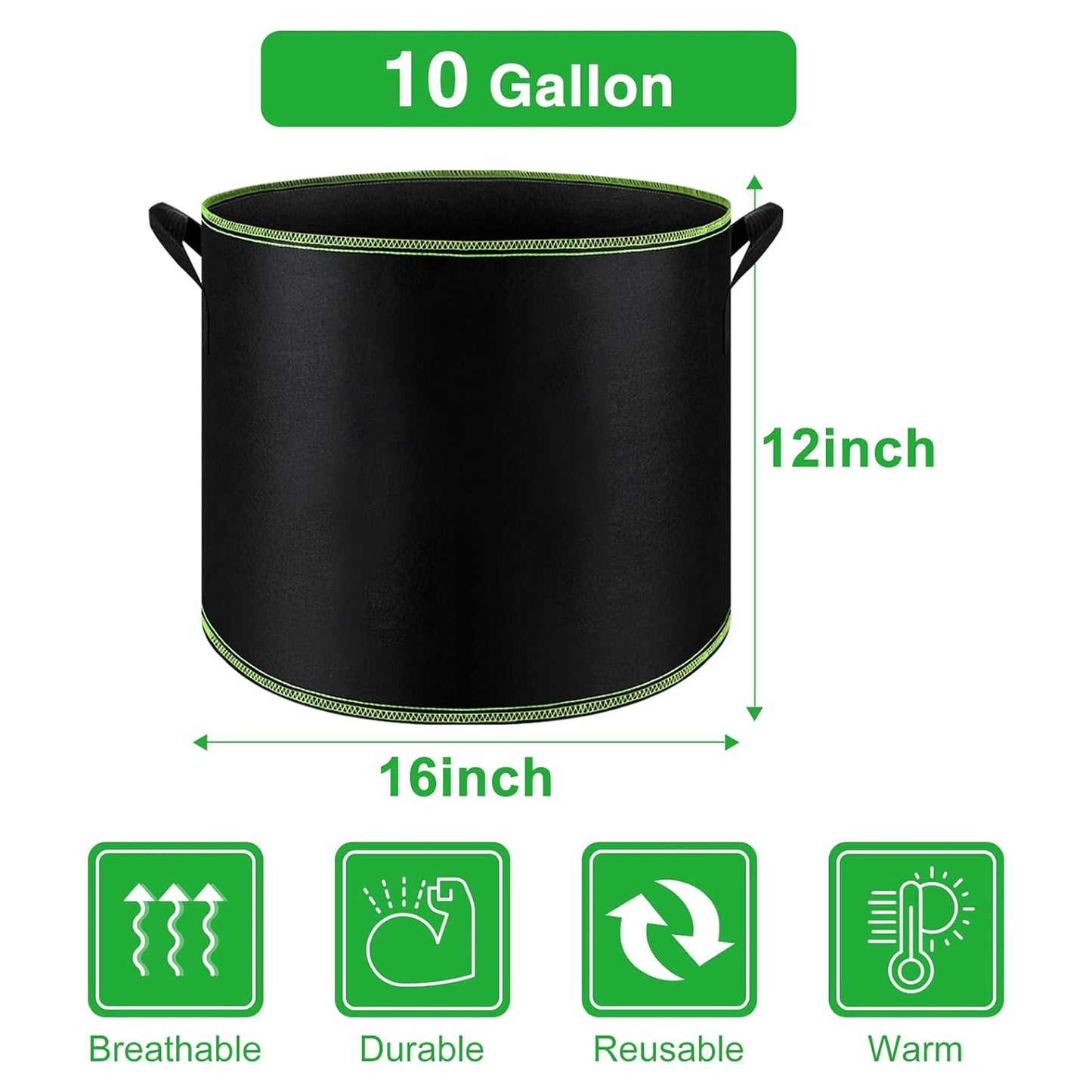 Fabric Grow Bags | Breathable Plant Growing Pots | RootGrowGardenBags