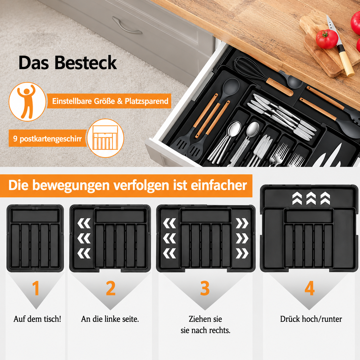 Expandable Drawer Organizer | Adjustable Cutlery Storage Tray | TidySlot