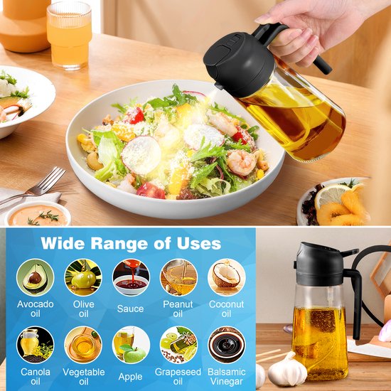 Olive Oil Sprayer Bottle | Refillable Glass Oil Dispenser | Mistiva
