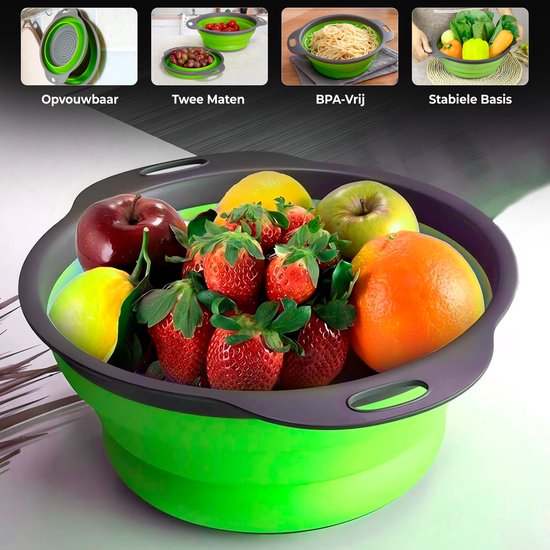 Collapsible Silicone Colander Set | Space-Saving Kitchen Strainers | FlexDrain