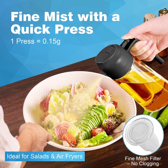 Olive Oil Sprayer Bottle | Refillable Glass Oil Dispenser | Mistiva