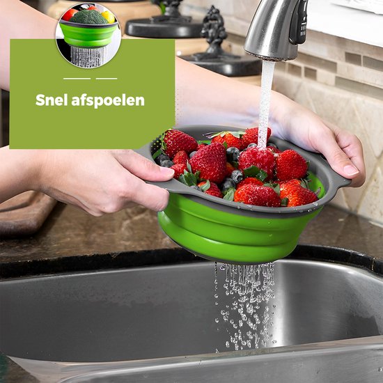Collapsible Silicone Colander Set | Space-Saving Kitchen Strainers | FlexDrain