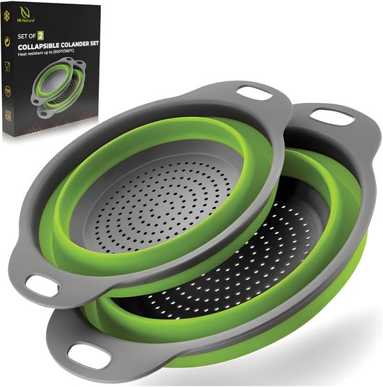 Collapsible Silicone Colander Set | Space-Saving Kitchen Strainers | FlexDrain