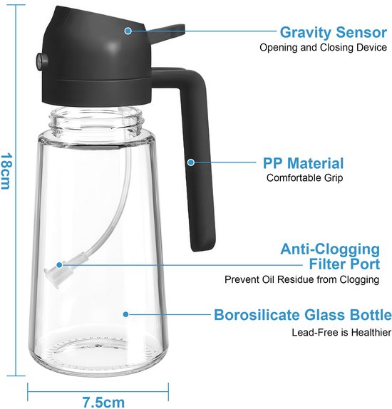 Olive Oil Sprayer Bottle | Refillable Glass Oil Dispenser | Mistiva