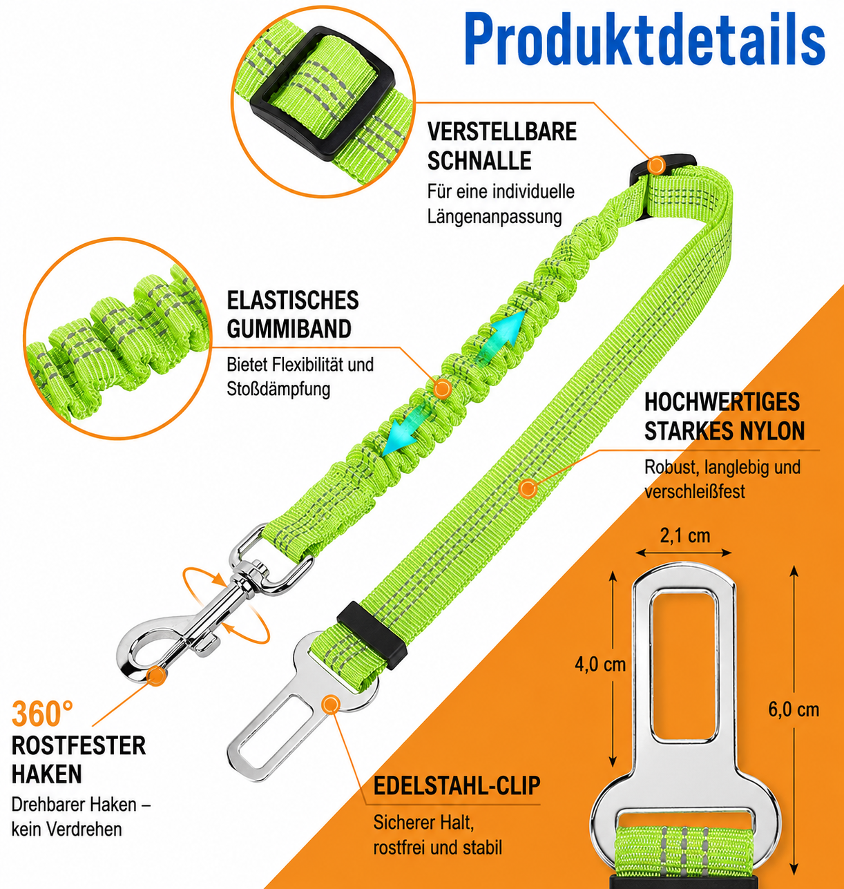 Dog Car Seat Belt | Adjustable Reflective Pet Safety Strap | PupLink