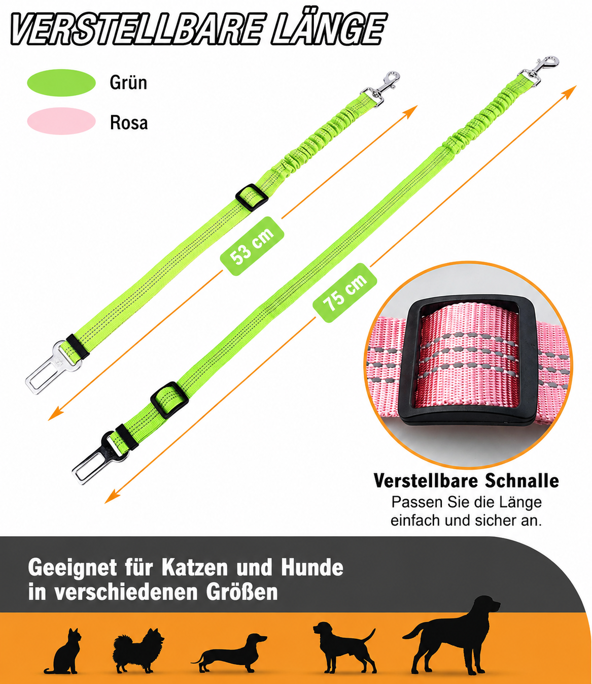 Dog Car Seat Belt | Adjustable Reflective Pet Safety Strap | PupLink