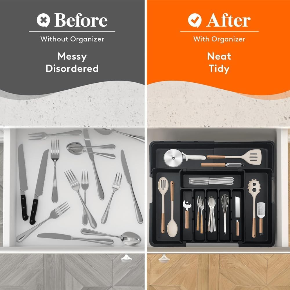 Expandable Drawer Organizer | Adjustable Cutlery Storage Tray | TidySlot