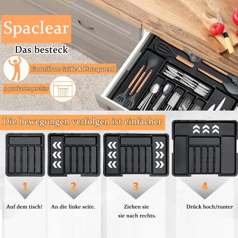 Expandable Drawer Organizer | Adjustable Cutlery Storage Tray | TidySlot