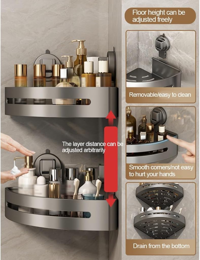 Suction Shower Caddy | No-Drill Bathroom Storage Shelf | GripCaddy