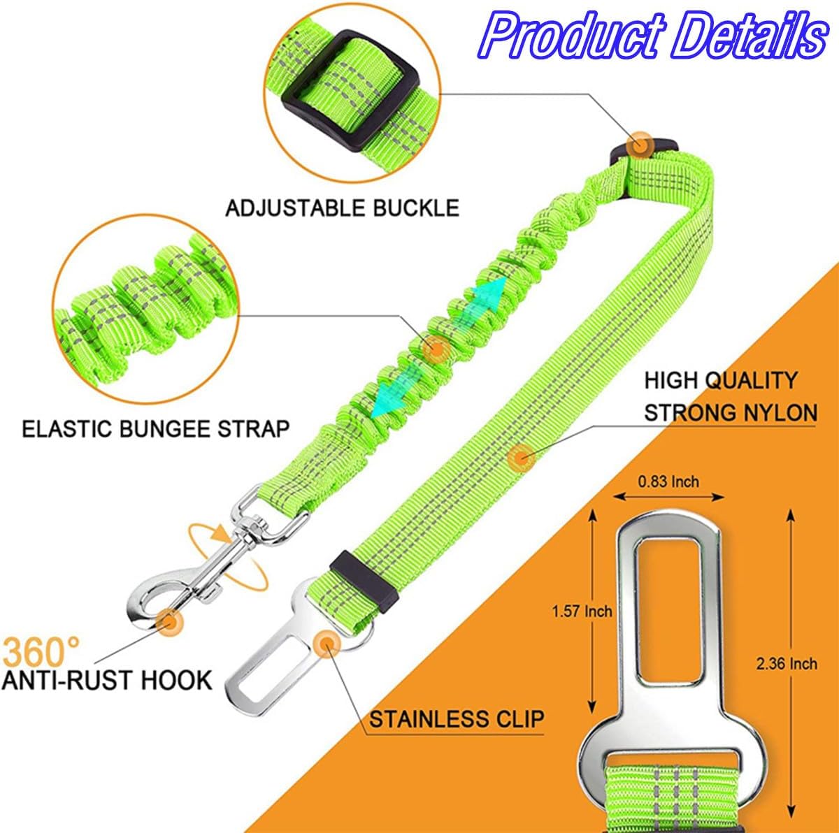 Dog Car Seat Belt | Adjustable Reflective Pet Safety Strap | PupLink