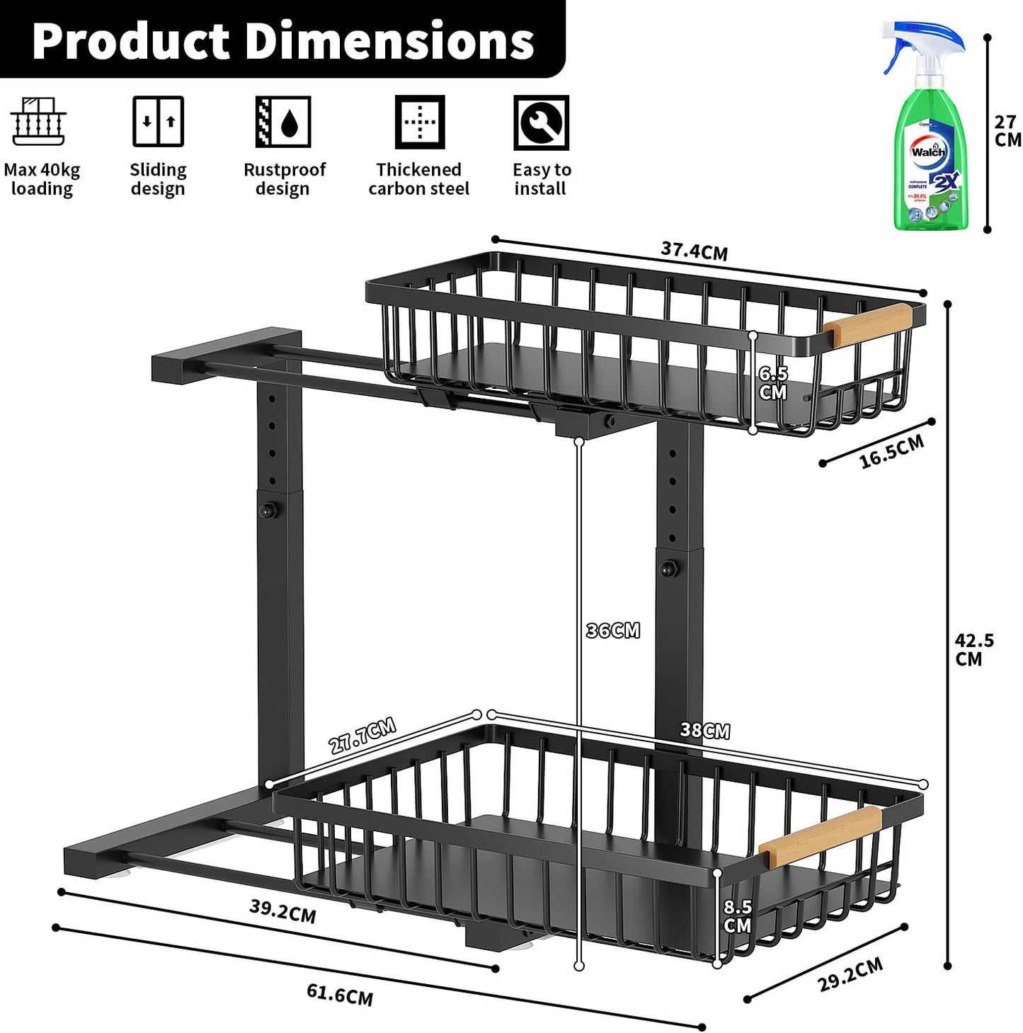 Pull-Out Cabinet Organizer | Adjustable Bathroom Storage Rack | SlideNest