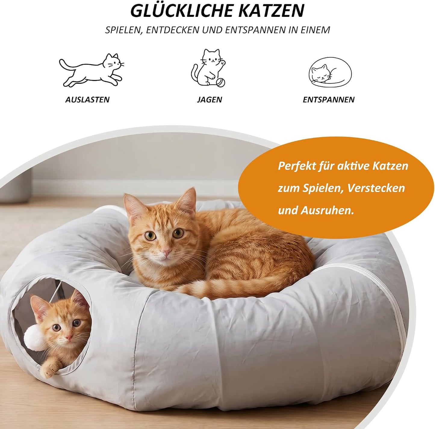 Foldable Cat Tunnel | Interactive Indoor Play Tube | PouncePop
