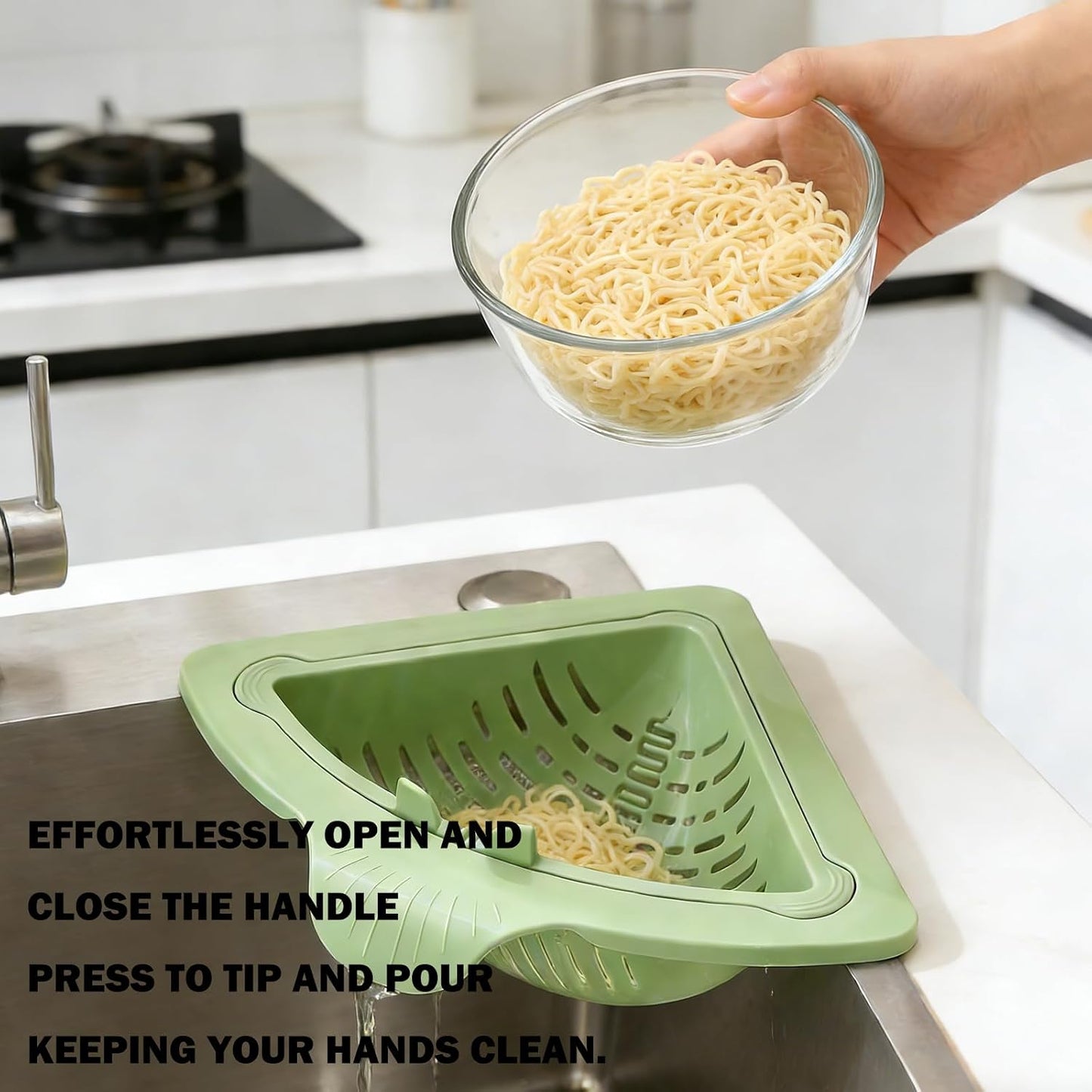 Sink Food Strainer | Magnetic Triangular Drain Basket | DrainMate