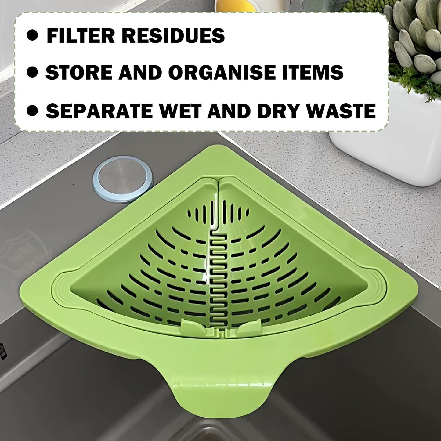 Sink Food Strainer | Magnetic Triangular Drain Basket | DrainMate