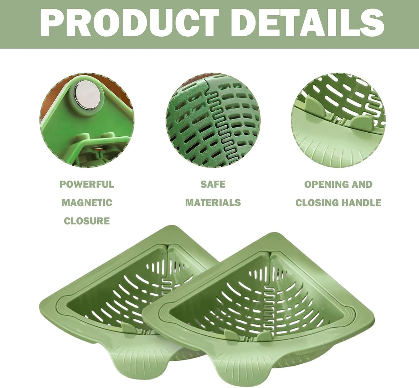 Sink Food Strainer | Magnetic Triangular Drain Basket | DrainMate