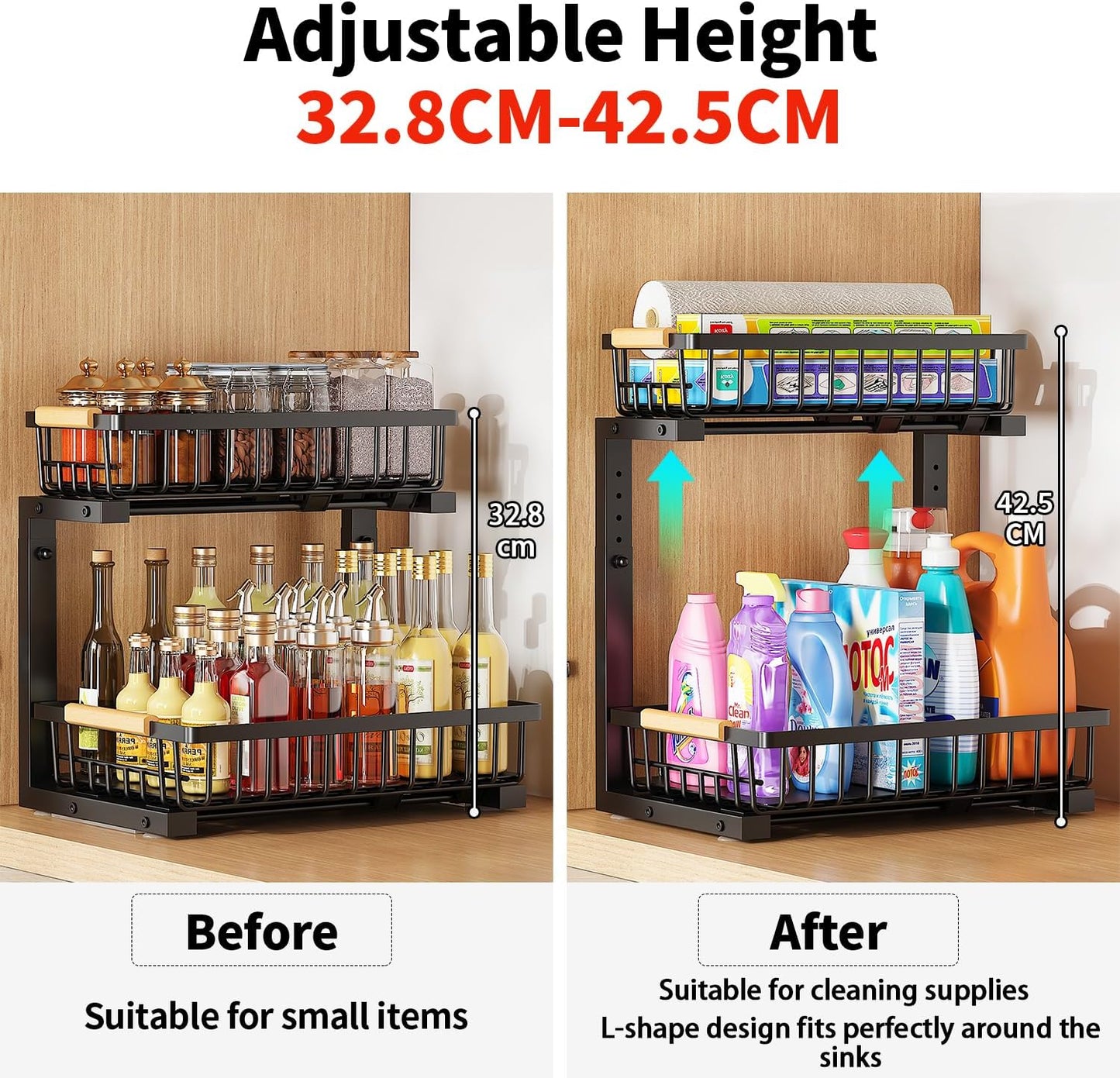 Pull-Out Cabinet Organizer | Adjustable Bathroom Storage Rack | SlideNest