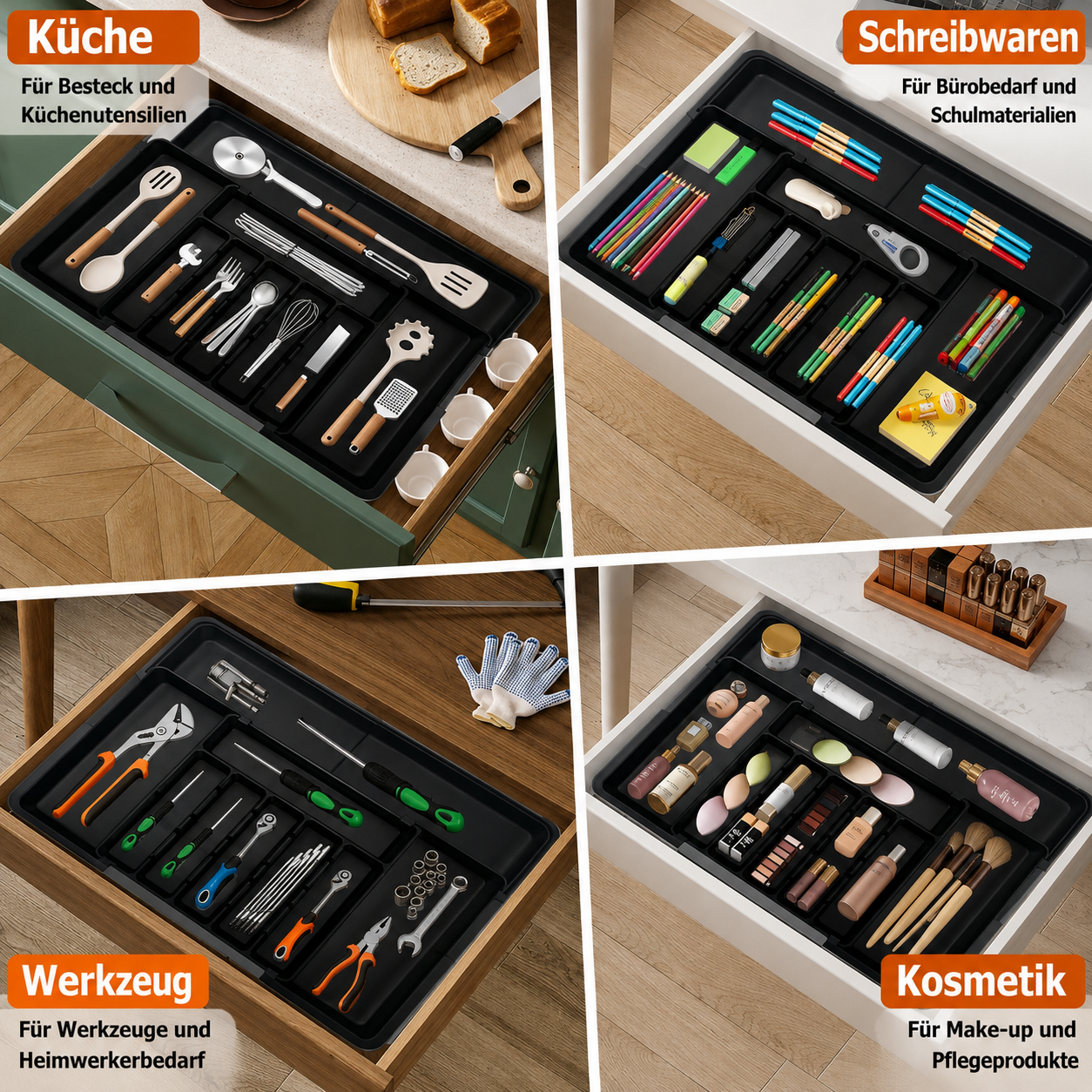 Expandable Drawer Organizer | Adjustable Cutlery Storage Tray | TidySlot