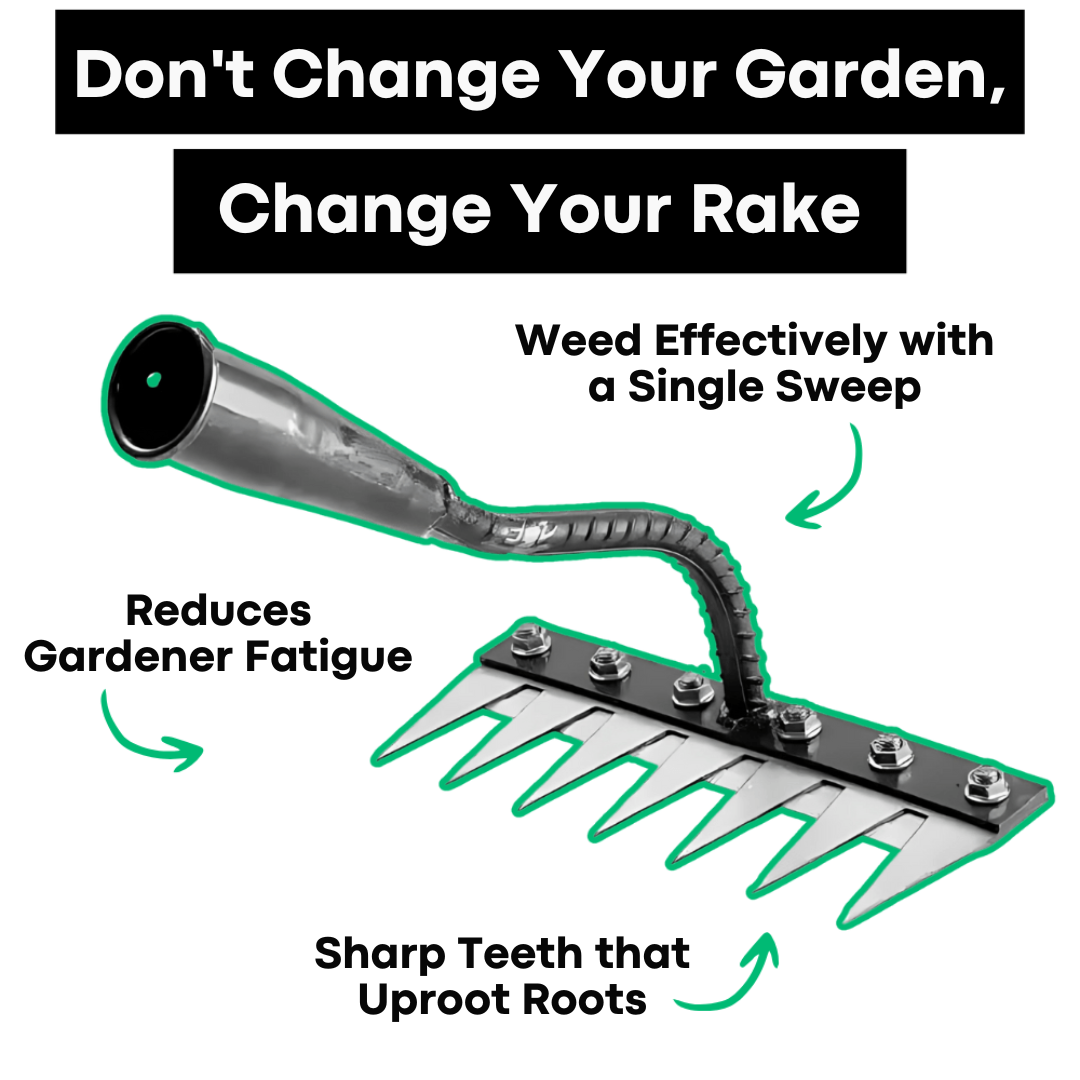 Garden Weeding Rake | Heavy Duty Carbon Steel Weed Puller | BeeHo