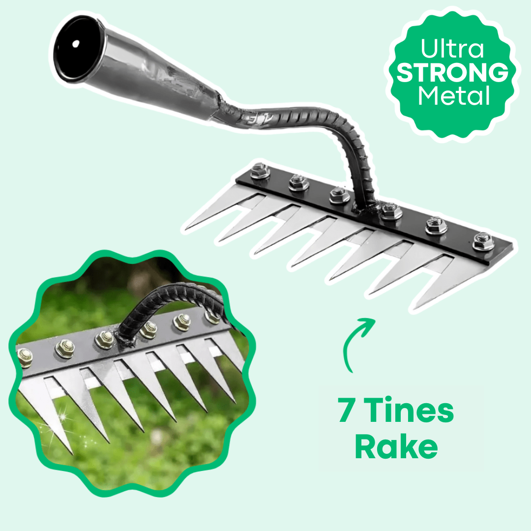 Garden Weeding Rake | Heavy Duty Carbon Steel Weed Puller | BeeHo
