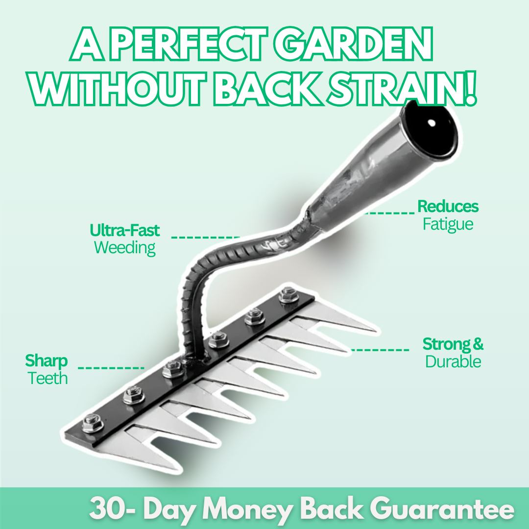Garden Weeding Rake | Heavy Duty Carbon Steel Weed Puller | BeeHo