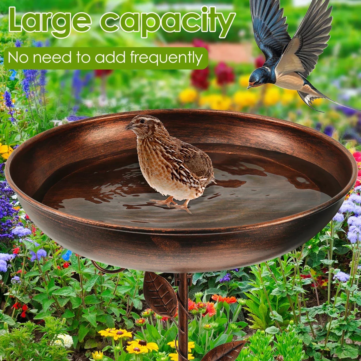 Garden Bird Bath | Vintage Adjustable Metal Bird Bath | AviaraNest