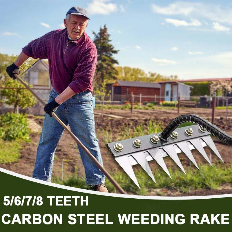 Garden Weeding Rake | Heavy Duty Carbon Steel Weed Puller | BeeHo