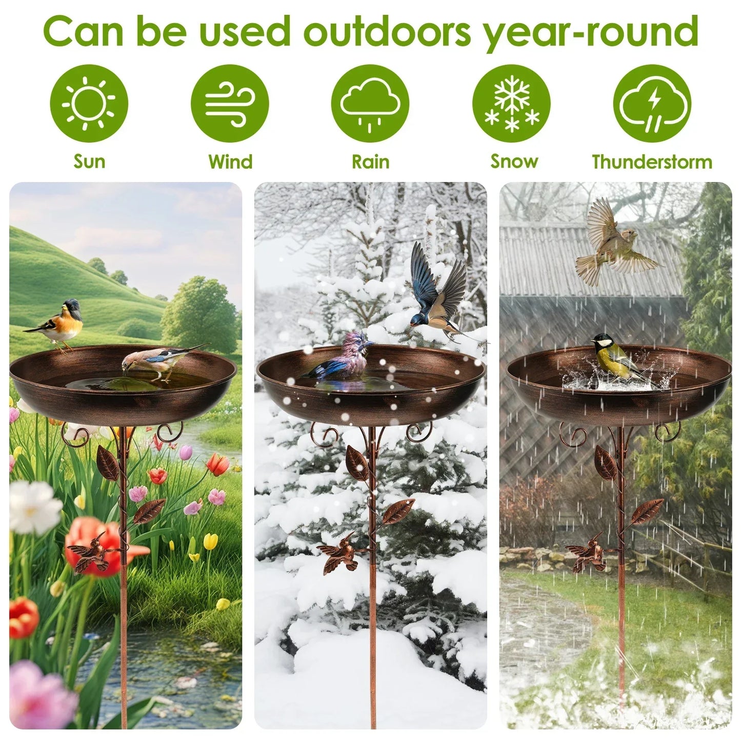 Garden Bird Bath | Vintage Adjustable Metal Bird Bath | AviaraNest