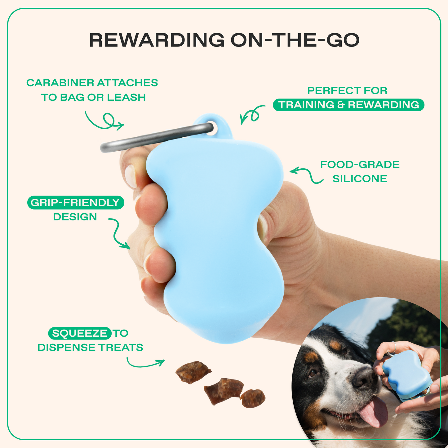 PawPop Treat Dispenser | Portable Silicone Dog Reward Pouch | PawPop