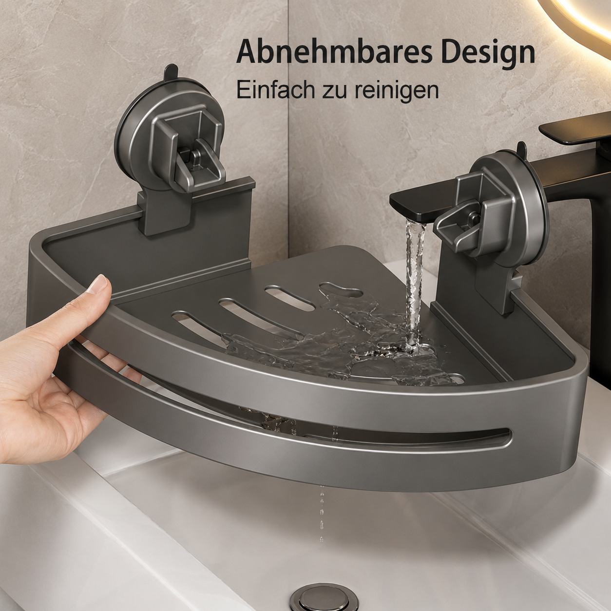 Suction Shower Caddy | No-Drill Bathroom Storage Shelf | GripCaddy