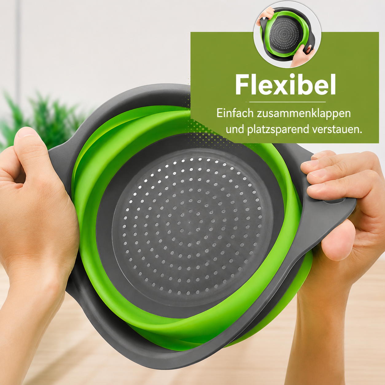 Collapsible Silicone Colander Set | Space-Saving Kitchen Strainers | FlexDrain