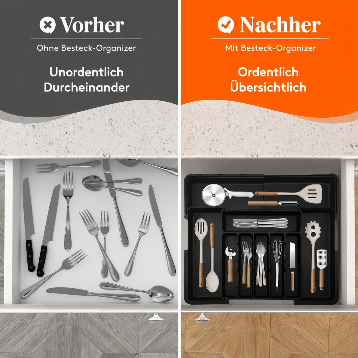 Expandable Drawer Organizer | Adjustable Cutlery Storage Tray | TidySlot