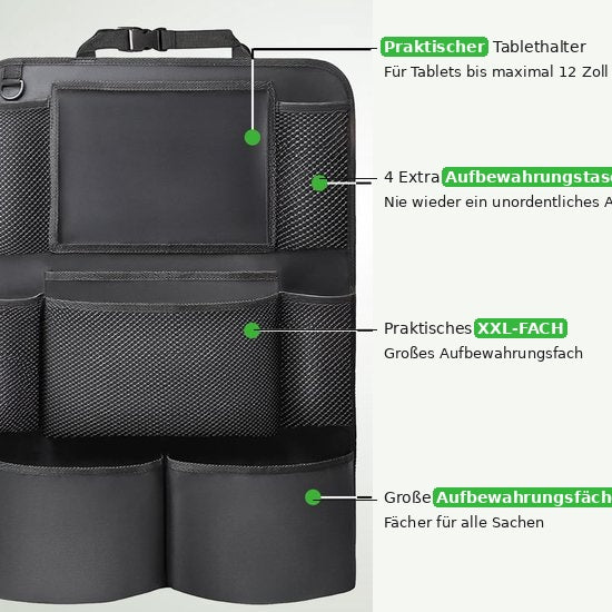 Car Seat Organizer | Backseat Storage With Tablet Holder | SeatNest