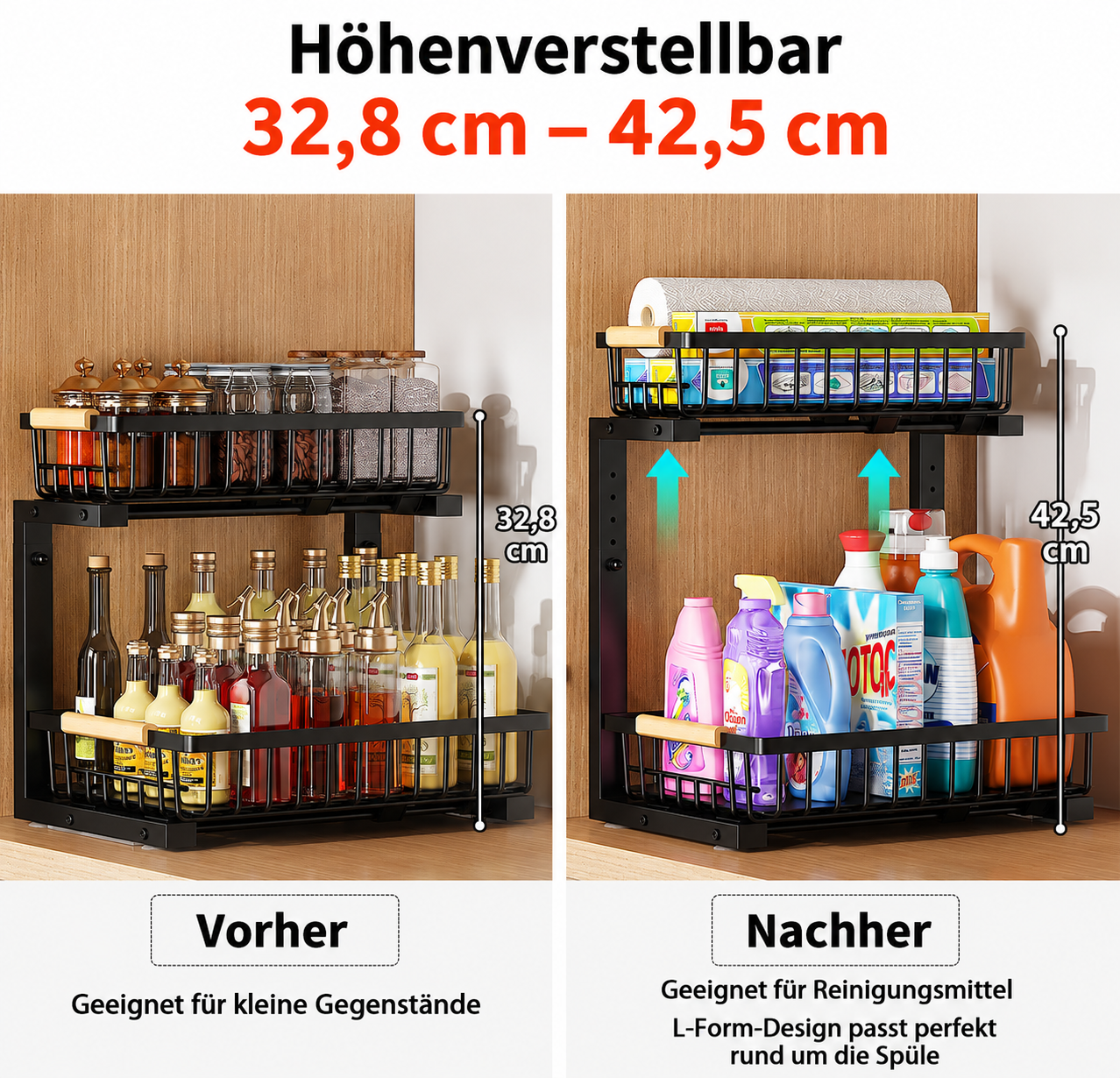 Pull-Out Cabinet Organizer | Adjustable Bathroom Storage Rack | SlideNest