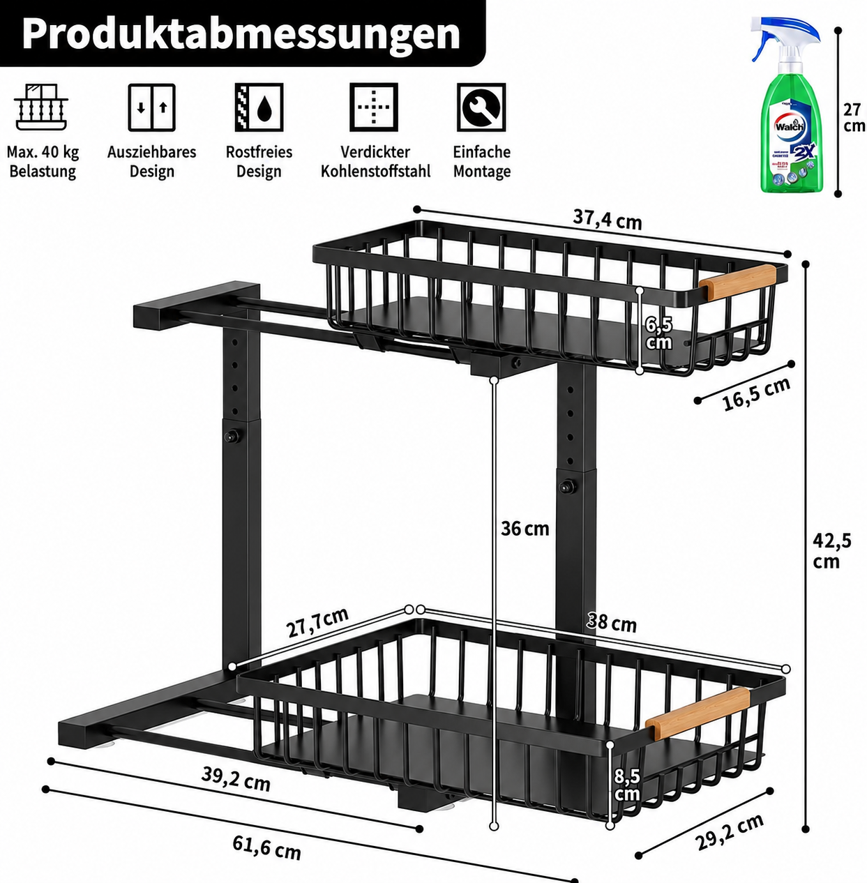 Pull-Out Cabinet Organizer | Adjustable Bathroom Storage Rack | SlideNest