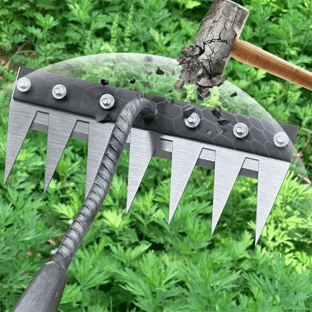 Garden Weeding Rake | Heavy Duty Carbon Steel Weed Puller | BeeHo