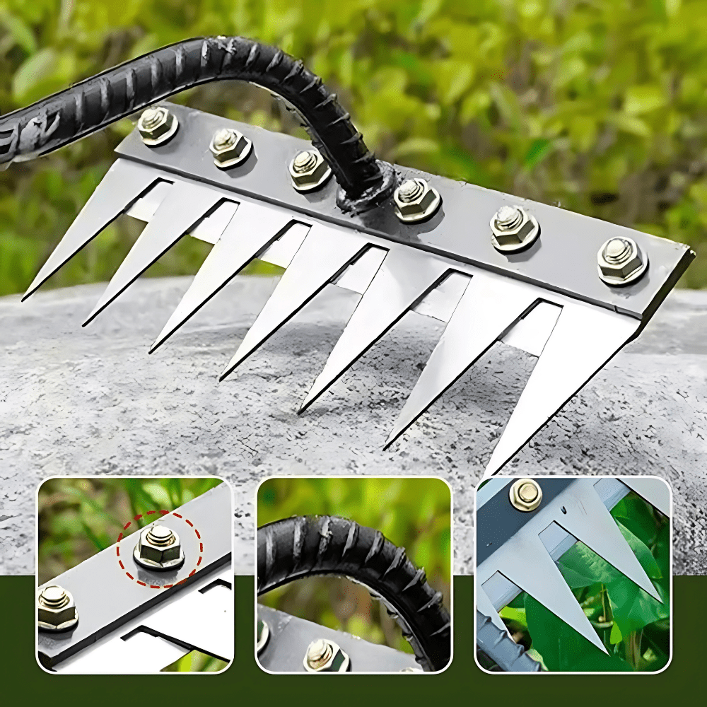 Garden Weeding Rake | Heavy Duty Carbon Steel Weed Puller | BeeHo