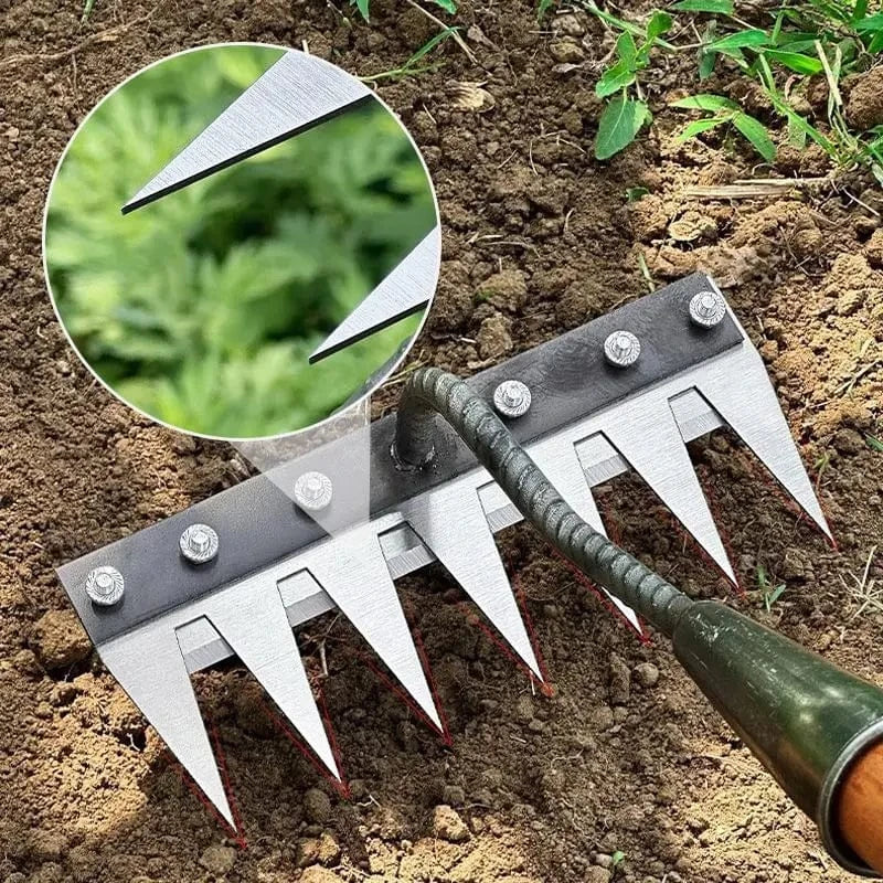 Garden Weeding Rake | Heavy Duty Carbon Steel Weed Puller | BeeHo