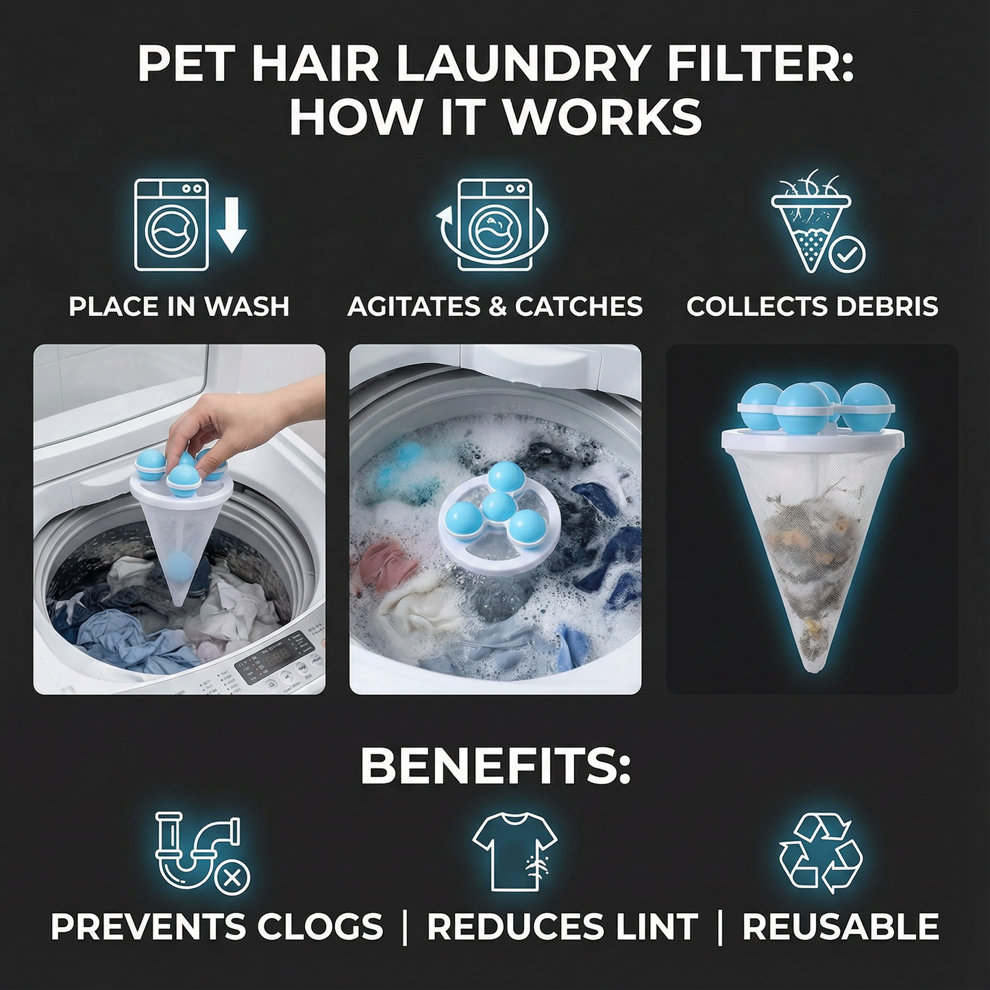 Pet Hair Remover For Laundry | Washing Machine Hair Catcher | FurCatch